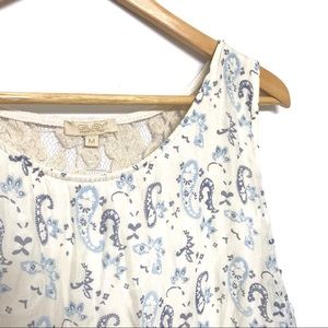 Giusy Silk Sleeveless Tank, Paisley & Lace Details